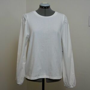 NWT GAP Mixed Media Cotton Top with Poplin Volume Sleeves